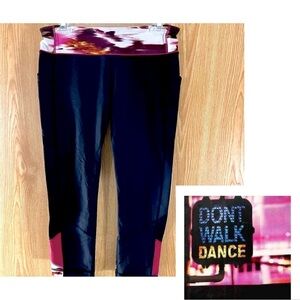 Lululemon Black/Burgundy Compression Workout Leggings Joggers Zippered Pockets